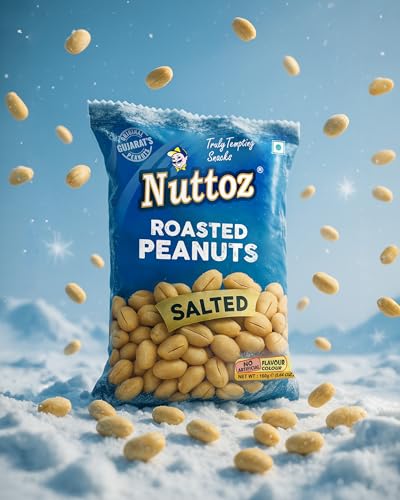 Image of Nuttoz Roasted Peanut Salted - Pack of 2 (160gm each) | Jumbo Roasted Moongfali | Non Fried Ready to Eat Healthy Snack | Crunchy Snack and Namkeen