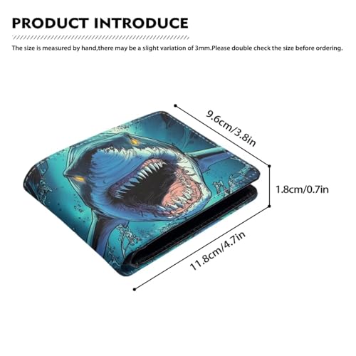 Image of Coldinair Cool Shark Kids Wallet for Boys Novelty Leather Boys Wallet for Kids 4-12,Lightweight Credit Card Cash Id Holder Cool Slim Bifold Small Coin Purses for Youth Teenager