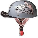DCLINA Retro Motorcycle Helmet DOT Certified, Adults Baseball Cap Style Helmet Summer German Styled