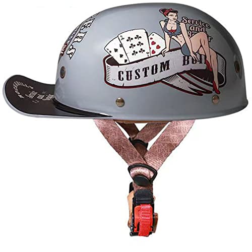 Dclina Retro Motorcycle Helmet Dot Certified, Adults Baseball Cap Style Helmet Summer German Styled Open Face Personalized Motorcycle Helmet Half Shell Helmet Men Women, Xl(60-62Cm) #TOP21