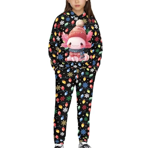 WELLFLYHOM Girls Pants Sets Graphic Pullover Hoodie and Jogger Pants 2 Pcs Long Sleeve Fall Clothes Set (5-12T)