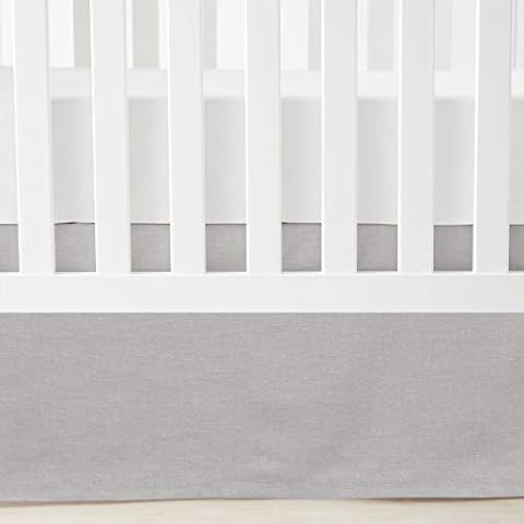 Lush Decor Baby Printed Linen Textured Solid Crib Skirt, Gray Cover