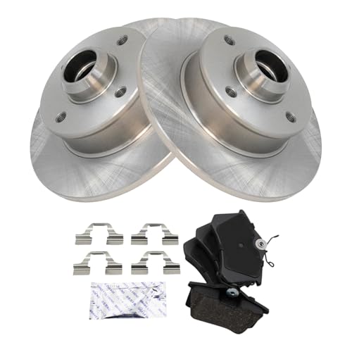 Image of TRQ Rear Brake Pad and Rotor Set Ceramic Compatible with 1997-1999 Volkswagen Jetta