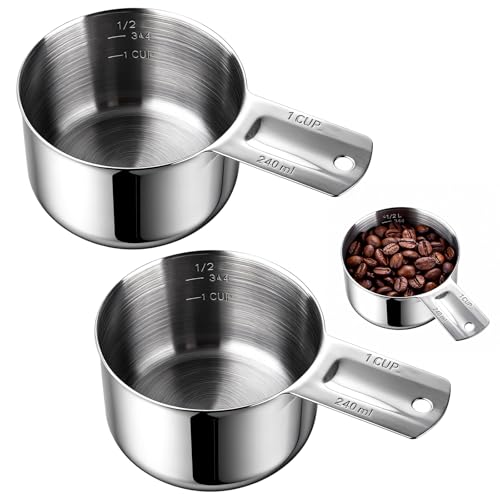 CAIYUANGUANGJIN 2Pcs 1 Cup/240ml/8oz Stainless Steel Measuri