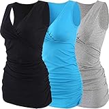 ZUMIY Still-Shirt/Umstandstop, Schwangeres Stillen Nursing Schwangerschaft Top Umstandsmode Unterwäsche (M, Black+Grey+Lake Blue/3-pk)