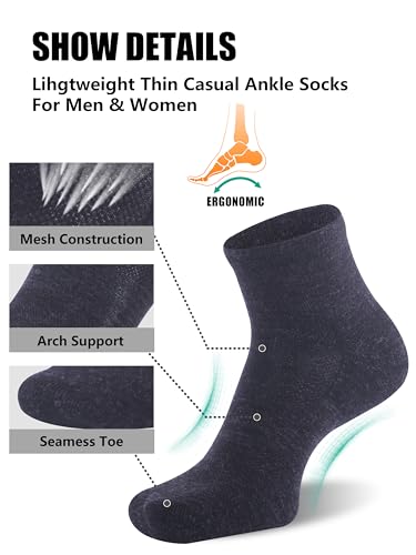 Image of Merino Wool Ankle Socks, Men's Women's 90% Wool Athletic Thin Running Moisture Wicking Socks, 3 Pairs