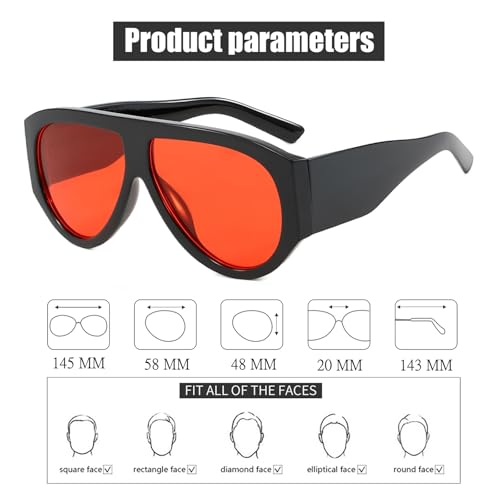 ADE WU Trendy Aviator Sunglasses for Women Men Retro Vintage Oversized 70s Thick Pilot Style Sun Glasses4