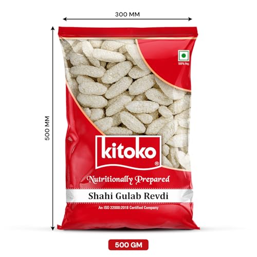 Image of Kitoko Shahi Gulab Revdi | Sweet Sugar Revadi | Fresh and Crunchy Rewari | Til Sweets | Sesame Candy 500gm