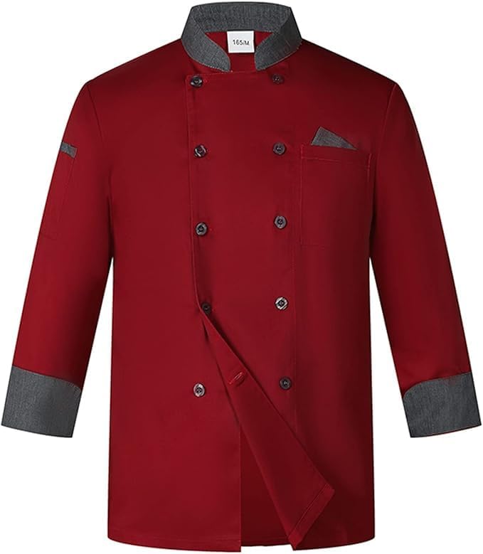 Unisex Multicolor Lighweight Chef Coat uniform Double-Breasted Chef Jacket,Long Sleeves,Chef Coat Range (Size XS-4XL)