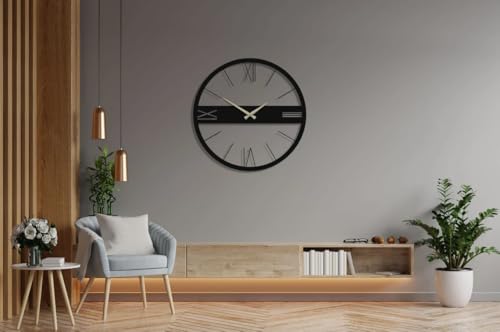Image of Stylish Metal Wall Clock for Living Room, Bedroom, Office, Kitchen, Home and Hall | Antique Fancy Big Size Modern Wall Watch for Home Decor (DA-93, 40 CM)