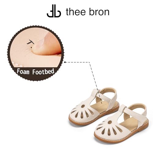 Image of THEE BRON Toddler Girls Closed-Toe Sandals Sweet Retro Cutout Summer Dress Shoes