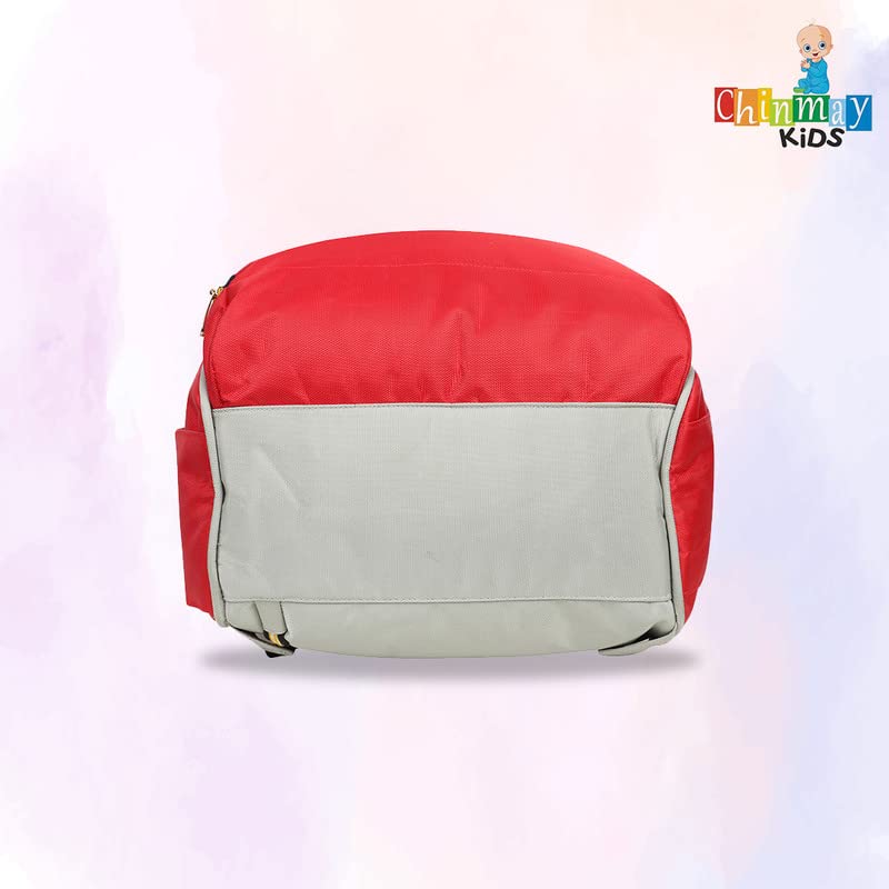 Image of Chinmay Kids Baby Diaper Backpack for New Born Baby Mother /Mom Stylish Polyester Organizer Bag for Casual Travel Outing & Traveling (Red Grey, 16 X 9.5 X 7.5 in)