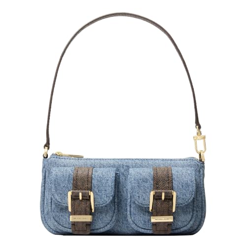 Michael Kors Womens Zoe Small Convertible Pouchette Gold-Tone Hardware/Washed Denim New Horizon