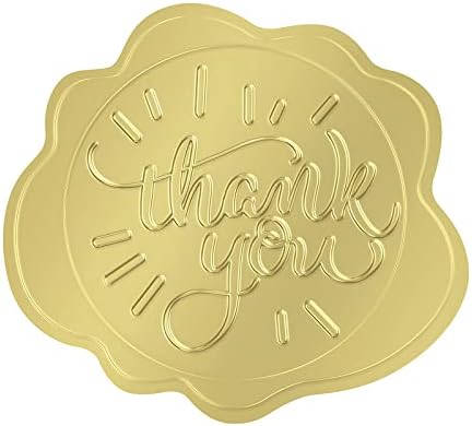 MUNBYN 500 Pcs 1.5" Gold Thank You Stickers, Personalized Stickers for Gift Wrapping, Birthday, Wedding Supplies, Baby Shower, Envelope Seals, Small Business