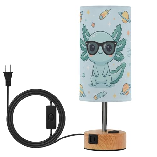 Lampe axolotl space JUNZAN bleue avec abat-jour en tissu et 3 températures de couleur