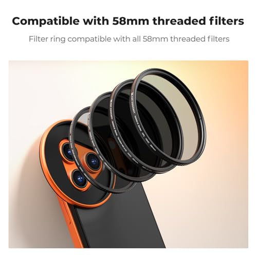 Image of K&F CONCEPT Double-Sided Magnetic Lens Filter Mount Adapter with 58mm CPL Filter, Compatible with iPhone 17 Pro and 58mm Threaded Filters, CPL Filter Compatible with iPhone Camera Lens