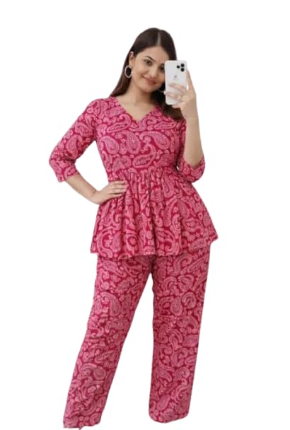 Kanha Collection Women's Printed Peplum Top with Pant Set, Floral and Paisley Print, Sleeve, Co-ord Set-image-25