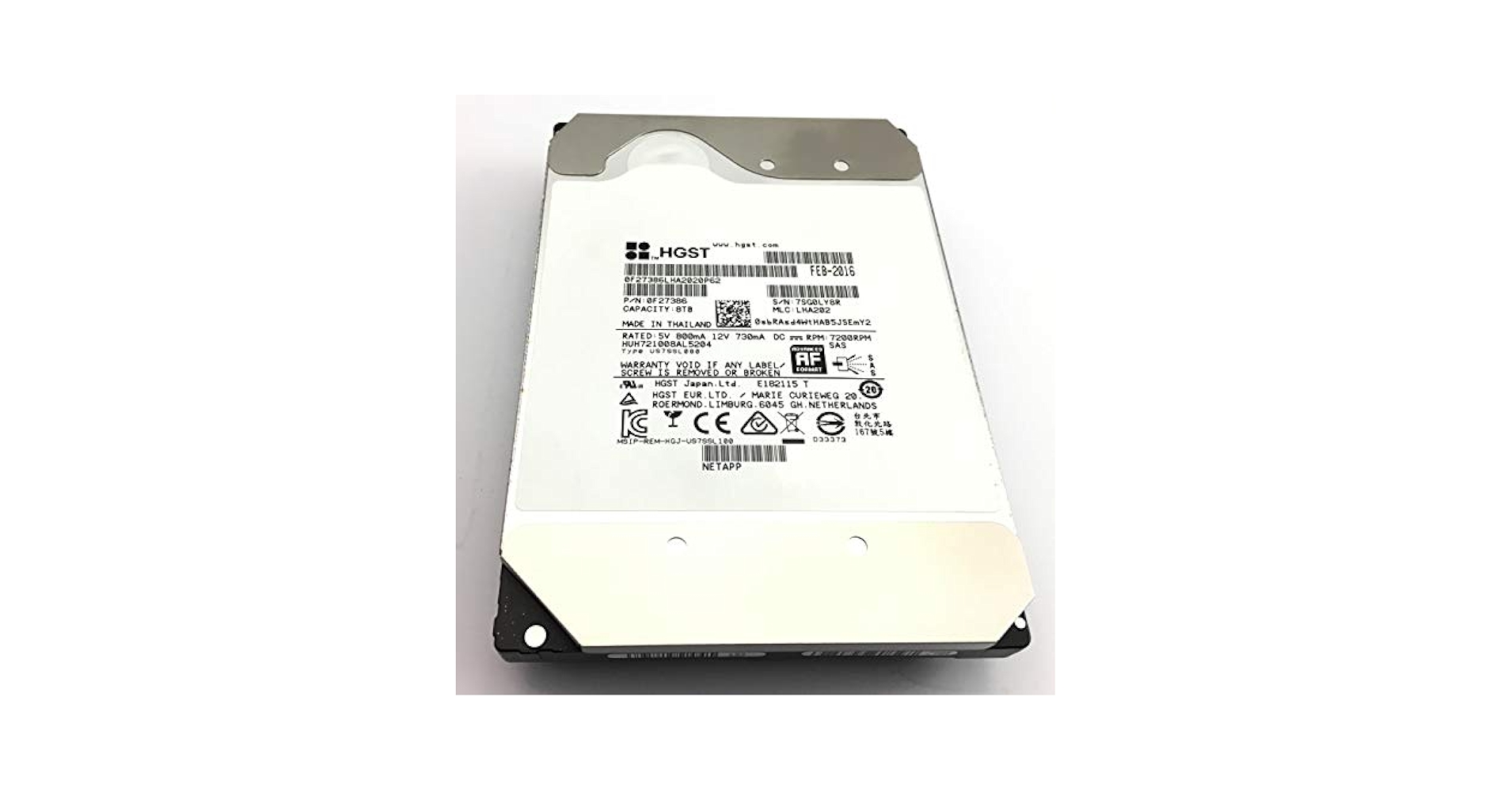 4台　HGST SAS HDD 8TB 12Gb 7200RPM 8TB SAS DELL 44YFV 7.2K 12Gbps HGST HUS728T8TAL5200 3.5in