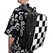 Black White Checkered 17 Inch Backpack Classic Travel Daypack with Adjustable Shoulder Straps for Men Women