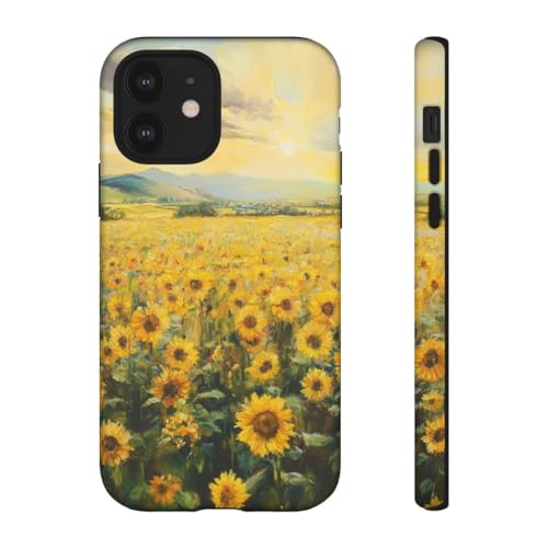 Coque iPhone 12 tournesol rigide mate antichoc et ajustée