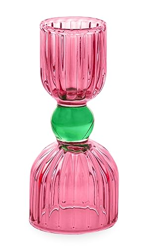 ban.do Cocktail Measuring Jigger, Double Jigger Shot Glass, 1/2 and 1 Shot Measuring Cup, Pink Glass...