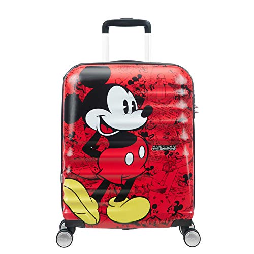 American Tourister Disney Wavebreaker Spinner Carry-On Luggage, Model Number - 85667-6976, Mickey Comic Red