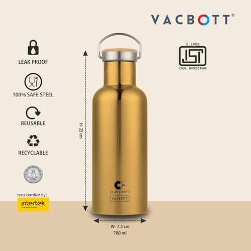 Image of CLAY CRAFT VACBOTT Melissa Double Walled|18 Hours Hot and 24 Hours Cold Water Bottle Vacuum Insulated Flask Bottle|1 Pcs, 860ml Bottle for Gym|Travelling|BPA-Free|BIS Certified|1Year Limited Warranty
