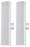 Rockville Wet Array 4 White 70V 60W Commercial Wall Mount Swivel Column Speaker, 2-Way Line Array Design, IP55 Waterproof, Indoor/Outdoor Use for Restaurants, Churches, Auditoriums (2 Item)