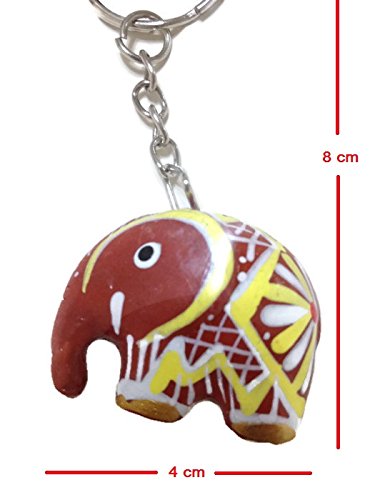 Amazon.co.jp: Renaya Wooden Carved Elephant Painted Keychain from
