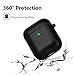 V-MORO Compatible with Airpods Case, Genuine Leather Airpods Case with Keychain for Airpods 2 & 1, Front LED Visible, Protective Cover Skin Black