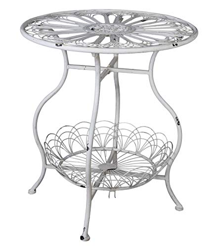 Palazzo aja264 - Tavolo da giardino in ferro, stile shabby chic, colore: Bianco