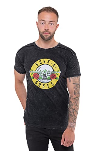 Guns N' Roses T Shirt Classic Band Logo Nue offiziell Herren Schwarz Snow Wash S