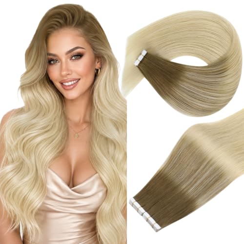 Ve Sunny Extensions Tape in Light Brown With Blonde 22inch 50g Straight
