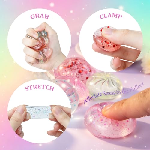 Image of 30 Pack Mini Dumpling Squeeze Flash Toys, Dumpling Squeeze Stress Relief Balls, 4 Colors Sensory Hand Toys, Desktop Stretch Stress Relief Toys