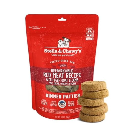 Stella & Chewy's Freeze-Dried Raw Dinner Patties - Remarkable Red Meat Blend - High Protein Grain-Free Puppy & Dog Food - Perfect For Picky Eaters - 5.5 oz