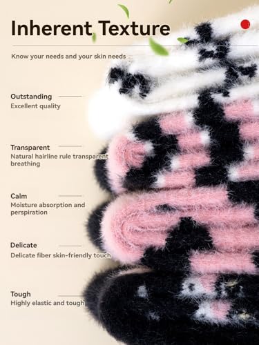 Image of Women Fuzzy socks Winter Fluffy Warm 4-Pairs Cozy Comfy Home Sleeping Socks