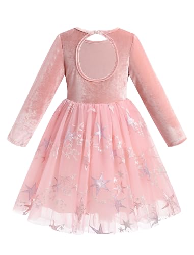 IBTOM CASTLE Toddlers Girls Velvet Dress Floral Embroidery Tulle Dress with Bowknot Headband Fall Winter3