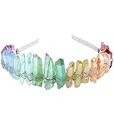 Raw Crystal Quartz Headband Crown - Rhinestone Tiara Mermaid Crown Headband for Women Bride Weddi...