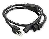 Cablelera AC Power Splitter Cable NEMA 5-15P 2X IEC-320-C13 SJT 6' AC Power Splitter Cord, Black (ZADA37MC-06)