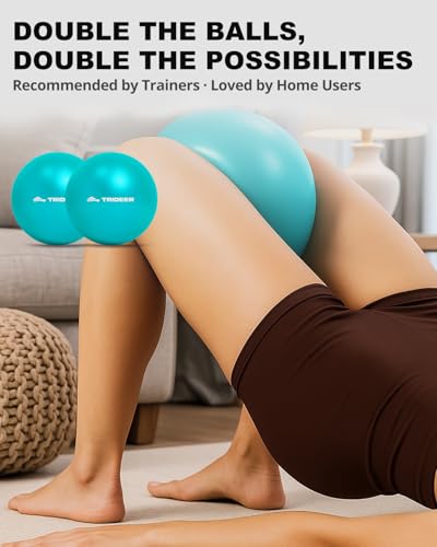 Image of Trideer 9-Inch Pilates Ball, Small Exercise Ball for Yoga, Core Training, Physical Therapy, Balance, Stability and Stretching Pilates Equipment with Inflation Straw (Turquoise)