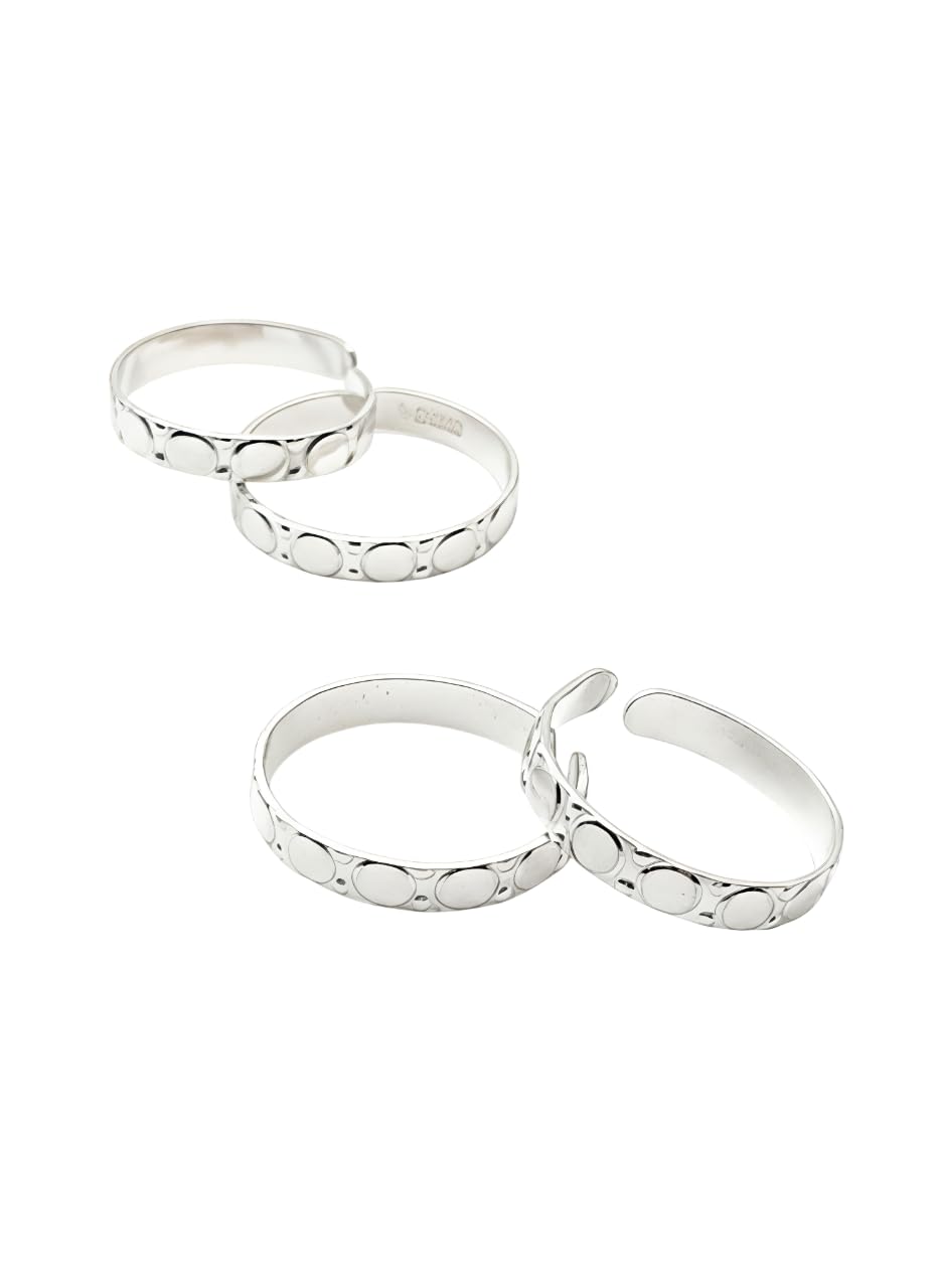 925 Sterling Silver Toe Ring for Women, Adjustable Design with Stone Detail, Polished Finish, Lightweight Adjustable Toering