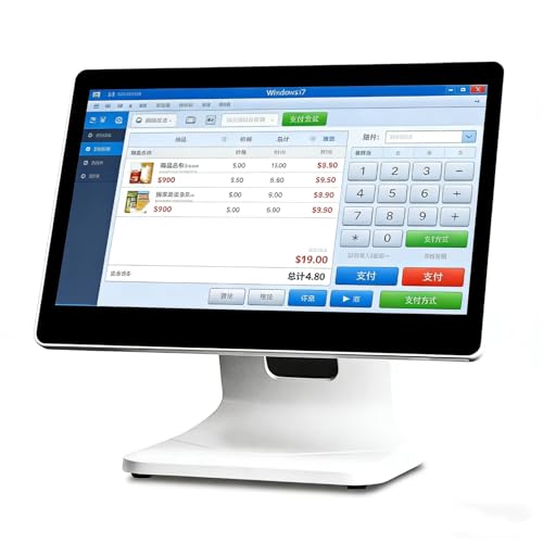 Retail and Restaurant POS Terminal Machine for Small Business, POS Cashier Register, Point of Sale Cash Register, with 15.6 Touch Screen 13.3 HD Customer Display,4GB RAM, 64G SSD(Single Screen)