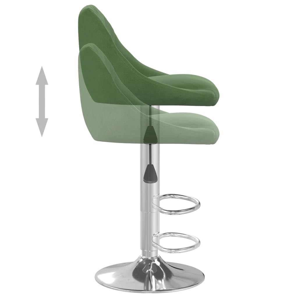 Taburete de bar de terciopelo verde oscuro con resorte de gas, altura regulable de 82 a 103 cm, reposapiés integrado, giratorio 360 grados, para cocina, mostrador, isla, salón