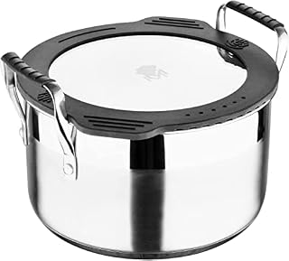 MasterPro Stackable Stainless Steel Casserole with Tempered Glass Flat Lid, Compatible with All Sources of Heat, Fast Heating, Smart Collection, PFOA, Lead, and Cadmium Free, 3.4L, 3.6QT, 20cm