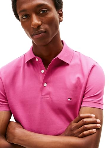 Image of Tommy Hilfiger Men's Short Sleeve Polo Shirts in Slim Fit with Stretch and Organic Pique Cotton