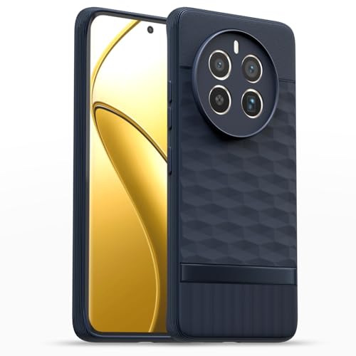 Image of Pikkme Back Cover for Realme 12 Pro 5G / Realme 12 Pro Plus 5G Camera Protection 3D Hexa Cube Design Silicone Protective Bumper Case (Blue)