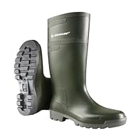 DUNLOP Hobby Retail - Unisex Knee High Comfortable Waterproof Rain Boots, Dark Green, Chemical Resistant PVC Wellies for Outdoor, Gardening and Farm Work - EU43, UK9