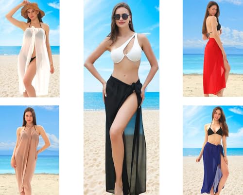 Womens Sarong Beach Coverups Chiffon Long Bikini Sheer Wrap Skirt Bathing Suit3