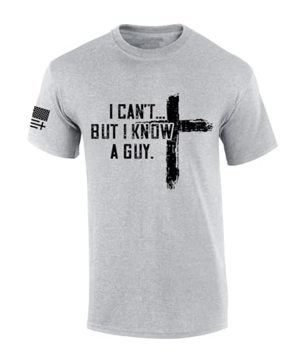 Trenz Shirt Company Mens Christian Tshirt I Cant But I Know A Guy Cross Short Sleeve T-Shirt-Sports Grey-XL
