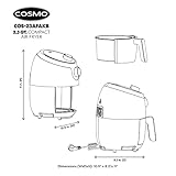 COSMO COS-23AFAKB 2.3 Quart Electric Small Air Fryer with Temperature Control, Timer, Auto Shut-Off, Non-Stick Frying Tray, 1000W Compact Mini Air Fryer (2.3 Quarts, Stainless Steel/Black)